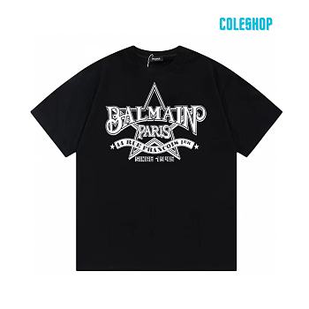 Balmain 2025 new printed short-sleeved T-shirt black