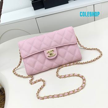 Chanel shoulder crossbody mini bag pink 19x12.5x4.5 cm