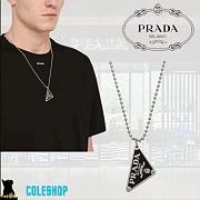Prada black enamel triangle pendant - 1