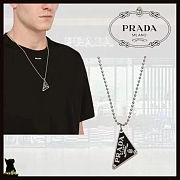 Prada black enamel triangle pendant - 5