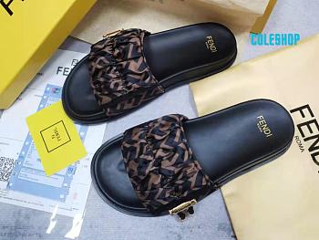  Fendi brown monogram satin sandals