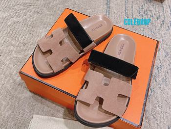 Hermes chypre summer slide for men and women pink and black