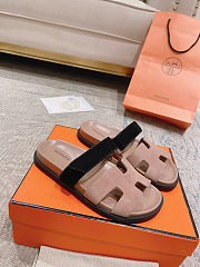 Hermes chypre summer slide for men and women pink and black - 6