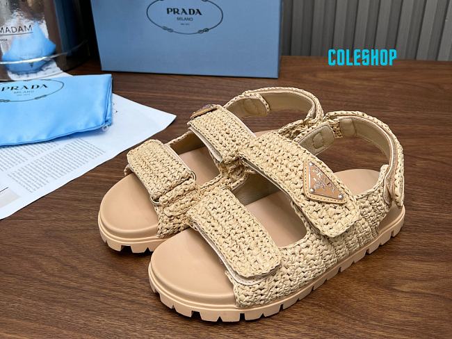 Prada Monolith crochet raffia-effect sandals - 1