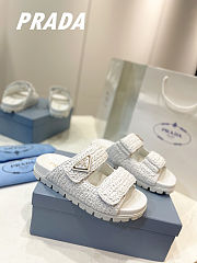 Prada Monolith crochet raffia-effect sandals white - 2