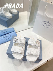 Prada Monolith crochet raffia-effect sandals white - 3