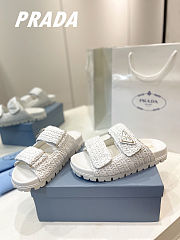 Prada Monolith crochet raffia-effect sandals white - 4