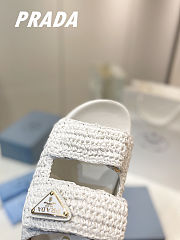 Prada Monolith crochet raffia-effect sandals white - 5
