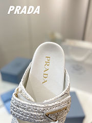 Prada Monolith crochet raffia-effect sandals white - 6