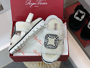 SHOES Roger Vivier Women Viv' Winter Fur Strass Buckle Sandals in Sheepskin-White - 4