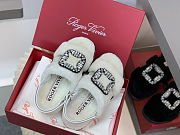SHOES Roger Vivier Women Viv' Winter Fur Strass Buckle Sandals in Sheepskin-White - 6