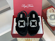 SHOES Roger Vivier Women Viv' Winter Fur Strass Buckle Sandals in Sheepskin black - 6