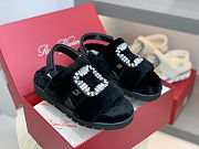 SHOES Roger Vivier Women Viv' Winter Fur Strass Buckle Sandals in Sheepskin black - 4