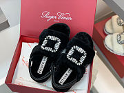 SHOES Roger Vivier Women Viv' Winter Fur Strass Buckle Sandals in Sheepskin black - 3