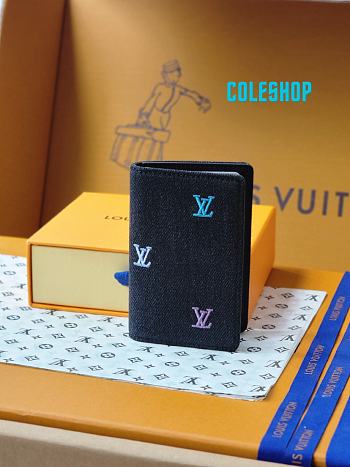 Pocket Organizer in LV Blason Denim M14148 size 7.5x11.1x1 cm