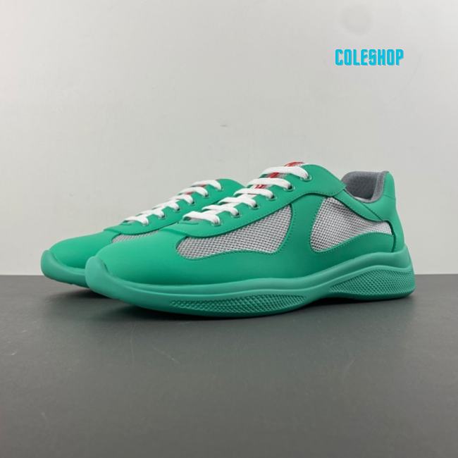 Prada America's Cup Soft Rubber & Bike Fabric Green Low Top Sneakers - 1