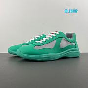 Prada America's Cup Soft Rubber & Bike Fabric Green Low Top Sneakers - 1