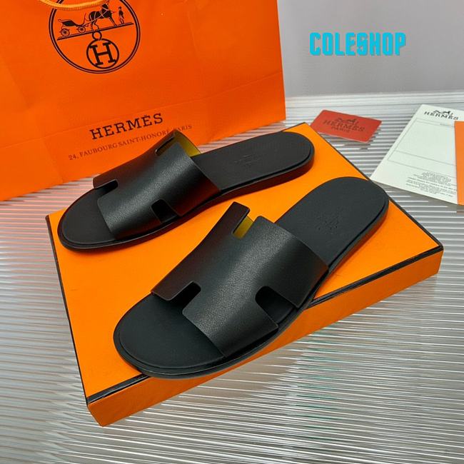 Hermes men's black slipper - 1