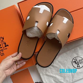 Hermes men's brown slipper