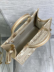 Dior Book Tote specifically a small version with a floral embroidery pattern brown Size: 26*12*21cm - 3