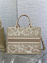 Dior Book Tote specifically a small version with a floral embroidery pattern brown Size: 26*12*21cm - 5