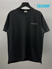 Dior 23FW ripped letter printed T-shirt short black - 1
