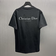 Dior 23FW ripped letter printed T-shirt short black - 5