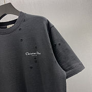 Dior 23FW ripped letter printed T-shirt short black - 4