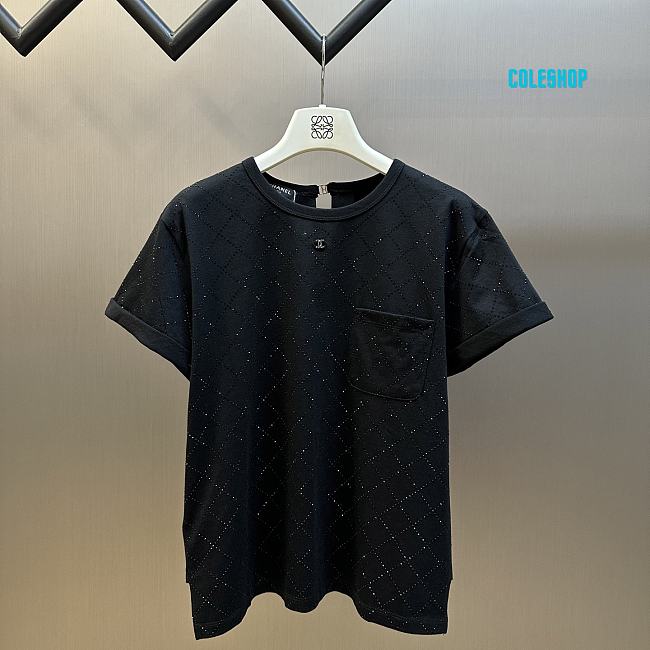 Chanel t-shirt with rhinestones black - 1