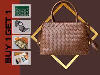 Bottega Veneta Vintage Brown Intrecciato Leather 28x18x13cm