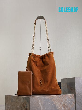 SAINT LAURENT  Jamie quilted suede shoulder bag brown 34×41×5cm