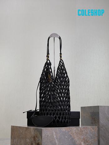 SAINT LAURENT Jamie quilted suede shoulder bag black 34×41×5cm