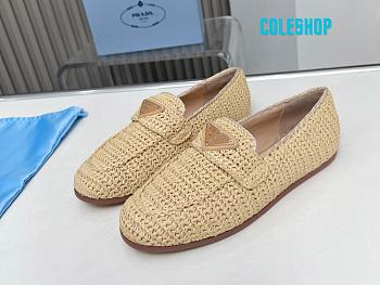 Prada logo-triangle raffia loafers