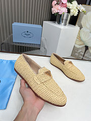 Prada logo-triangle raffia loafers - 3