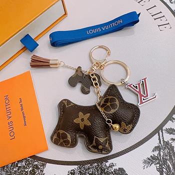 LV brown dog keychain monogram