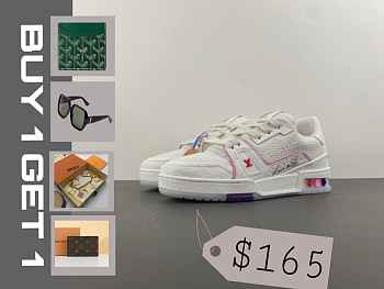  Louis Vuitton LV trainer all white pink 