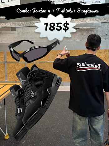Black Cat Combo – Jordan 4 + Tee + Shades for only $185!