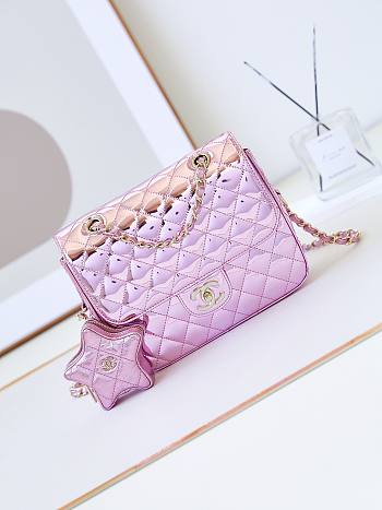 Chanel Mirror Calfskin Mini Flap Bag With Star Coin Purse size 18.5x23.5x8.5 cm