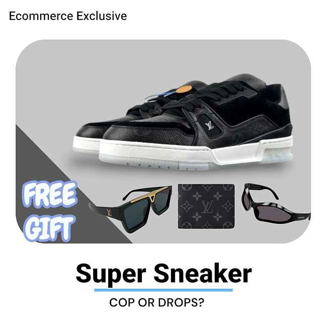 Louis Vuitton LV trainer black and white  - 1