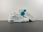 Louis Vuitton LV Trainer Sneaker in White with Blue & Purple Accents - 6