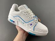 Louis Vuitton LV Trainer Sneaker in White with Blue & Purple Accents - 2