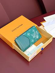 Louis Vuitton Coin Card Holder Monogram Eclipse Lagoon Blue 14.5x1x8cm - 1