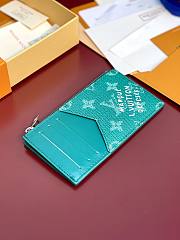 Louis Vuitton Coin Card Holder Monogram Eclipse Lagoon Blue 14.5x1x8cm - 4