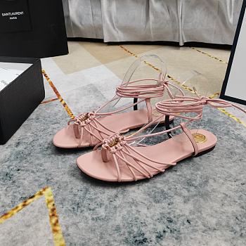YSL flat strappy sandals pink