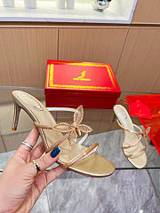 Shimmering Crystal Rhinestone Spool Heel Sandals for Elegant Evenings 8cm - 2