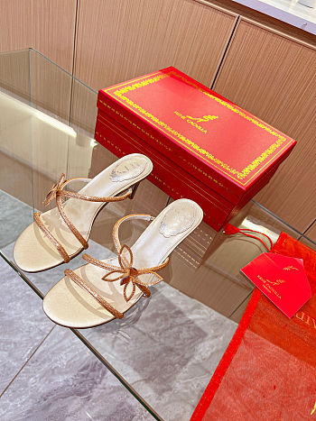 Shimmering Crystal Rhinestone Spool Heel Sandals for Elegant Evenings 8cm