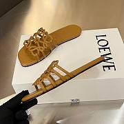 LOEWE Petal Anagram leather slides brown - 6