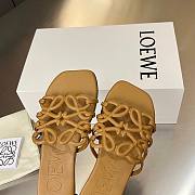 LOEWE Petal Anagram leather slides brown - 5