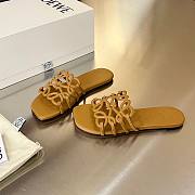 LOEWE Petal Anagram leather slides brown - 4