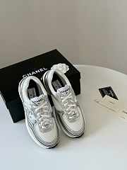 CHANEL MILTICOLOR LOGO SILVER SNEAKERS - 4